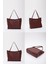 Bordo SHK90 Suni Deri Iç Bölmeli Fermuarlı El, Kol ve Omuz Shopper Çanta 8