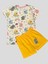 Kız Çocuk %100 Pamuklu Fil Desenli Kısa Kollu Şortlu Beyaz Sarı Yazlık Pijama Takımı 1