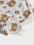 Kız Çocuk Pamuklu Ekru Ayıcık Kalp Çiçek Desenli Uzun Kollu Mevsimlik Pijama Takımı 2