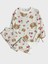Kız Çocuk Beyaz Şardonlu Ayıcık Kalp Çiçek Uzun Kollu Pijama Takımı 1