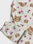 Kız Çocuk Beyaz Şardonlu Ayıcık Kalp Çiçek Uzun Kollu Pijama Takımı 3