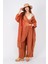 Italyan Ipek Detaylı Oversize Kap Bluz- Wes Pantolon Takım 1