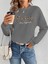 Kadın Uzun Kollu Bisiklet Yaka Desenli Viskon Iki Iplik Bluz 2