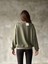 Yumuşak Dokulu Bisiklet Yaka Oversize Sweatshirt - Haki 1