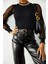 Tül Detaylı Siyah Kadın Balıkçı Kaşkorse Bluz 2
