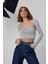 Kadın Uzun Kollu Crop Bluz - Taş 1