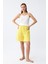 Kadın Ip Askılı Pamuk Penye Şortlu Takım Sarı 3620 3