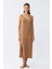 Kadın Ip Askılı Yırtmaçlı Uzun Sütlü Kahve Gecelik 90119 1