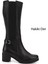 Kadın Siyah Fermuarlı Kalın Topuklu Hakiki Deri Çizme 1