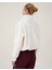 Yarım Fermuarlı Beyaz Oversize Sweatshirt 2