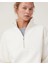 Yarım Fermuarlı Beyaz Oversize Sweatshirt 4