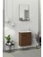 Fix Arya 50 Cm Banyo Dolabı,Seramik Lavabolu, Aynalı,Lavabo Dahil,Mdf,Aybe Kahve 4