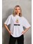 Bisiklet Desenli Oversize T-Shirt - Beyaz 1