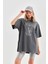 Şık Taş Desenli Oversize T-Shirt - Füme 4