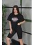 Baskılı Siyah Oversize T-Shirt 4
