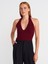 10799 Halter V Yaka Dokulu Triko Bluz-Bordo 1