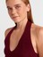10799 Halter V Yaka Dokulu Triko Bluz-Bordo 3