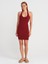 91508 Halter Yaka Mini Elbise-Açık Bordo 4