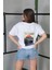 Bisiklet Desenli Oversize T-Shirt - Beyaz 2