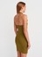 91508 Halter Yaka Mini Elbise-Koyu Yeşil 2