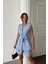 Şık Keten Yelek Şort Takımı - Mavi 1