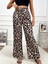 Yüksek Bel Bağcıklı Leopar Desenli Pantolon 3