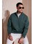 Pamuklu Regular Fit Yarım Fermuarlı Dik Yaka Sweat Erkek Sweat 59052592 1