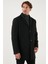 Yırtmaçlı Slim Fit Mono Yaka Kaşe Kaban Erkek Kaban 58400589 5