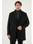 Yırtmaçlı Slim Fit Mono Yaka Kaşe Kaban Erkek Kaban 58400589 3