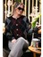 Regular Fit Bisiklet Yaka Baklava Desenli Düğmeli Crop Hırka Bayan Hırka 4615570 1