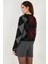 Regular Fit Bisiklet Yaka Baklava Desenli Düğmeli Crop Hırka Bayan Hırka 4615570 7
