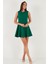 Regular Fit Bisiklet Yaka Volanlı Mini Boy Elbise Bayan Elbise 6525647 2