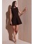 Regular Fit Bisiklet Yaka Volanlı Mini Boy Elbise Bayan Elbise 6525647 1