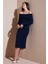 Premium Fitilli Carmen Yaka Slim Fit Midi Boy Triko Elbise Bayan Elbise 680EL00033 2