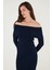 Premium Fitilli Carmen Yaka Slim Fit Midi Boy Triko Elbise Bayan Elbise 680EL00033 5