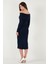 Premium Fitilli Carmen Yaka Slim Fit Midi Boy Triko Elbise Bayan Elbise 680EL00033 7