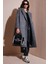 Oversize Fit Mono Yaka Düğmeli Buklet Uzun Kaşe Kaban Bayan Kaban 6810236 1