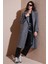 Oversize Fit Mono Yaka Düğmeli Buklet Uzun Kaşe Kaban Bayan Kaban 6810236 2