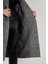 Oversize Fit Mono Yaka Düğmeli Buklet Uzun Kaşe Kaban Bayan Kaban 6810236 6
