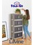 Lavine Fold&go 4'lü Portatif Organizer Tekerlekli Dolap Çok Amaçlı Kapaklı Katlanır ”Toprak” 4