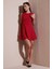 Regular Fit Bisiklet Yaka Volanlı Mini Boy Elbise Bayan Elbise 6525647 1