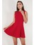 Regular Fit Bisiklet Yaka Volanlı Mini Boy Elbise Bayan Elbise 6525647 3