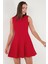 Regular Fit Bisiklet Yaka Volanlı Mini Boy Elbise Bayan Elbise 6525647 4