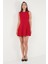 Regular Fit Bisiklet Yaka Volanlı Mini Boy Elbise Bayan Elbise 6525647 6