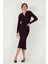Premium Fitilli V Yaka Slim Fit Midi Boy Triko Elbise Bayan Elbise 680EL00282 3