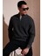 Pamuklu Regular Fit Yarım Fermuarlı Dik Yaka Sweat Erkek Sweat 5905716 1