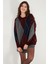 Oversize Fit Bisiklet Yaka Baklava Desenli Kazak Bayan Kazak 4615578 2