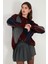 Oversize Fit Bisiklet Yaka Baklava Desenli Kazak Bayan Kazak 4615578 6