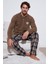 Ekoseli Regular Fit Düğmeli Bisiklet Yaka Kışlık Polar Pijama Takımı Erkek Pijama Takımı 60961008 1