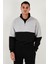 Renk Bloklu Regular Fit Yarım Fermuarlı Dik Yaka Sweat Erkek Sweat 5905719 2